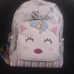 NWT: Betsey Johnson, clear, unicorn backpack